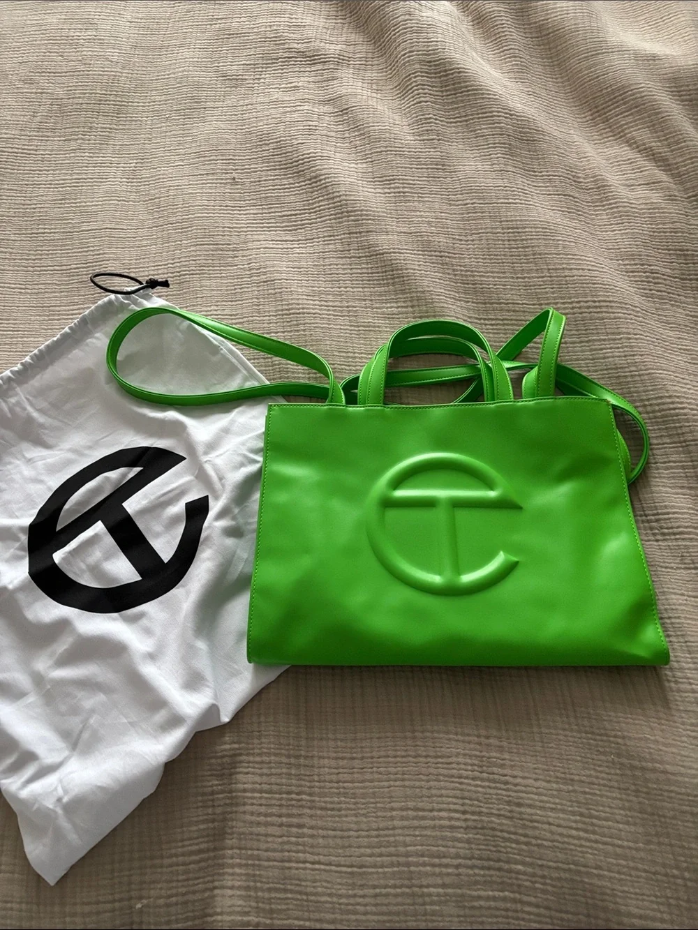Telfar Neon Green Leather Tote Bag